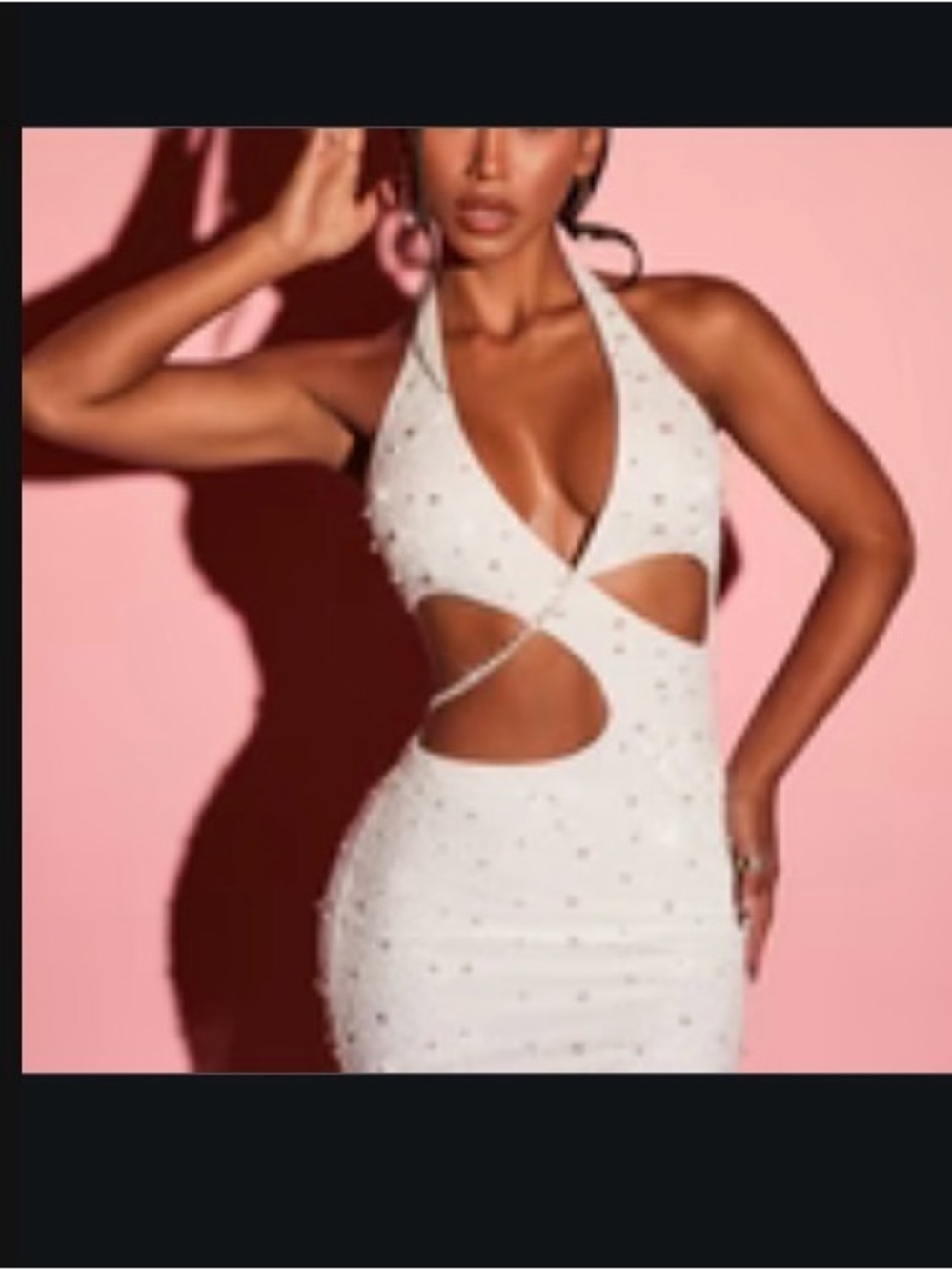 Oh Polly White Beaded Cutout Mini Dress - Picture 2 of 2